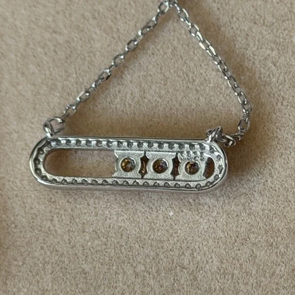 Sterling Silver Moissanite Necklace w/Round Brilliant Golden Yellow Stones ~ NWT - Picture 9 of 13